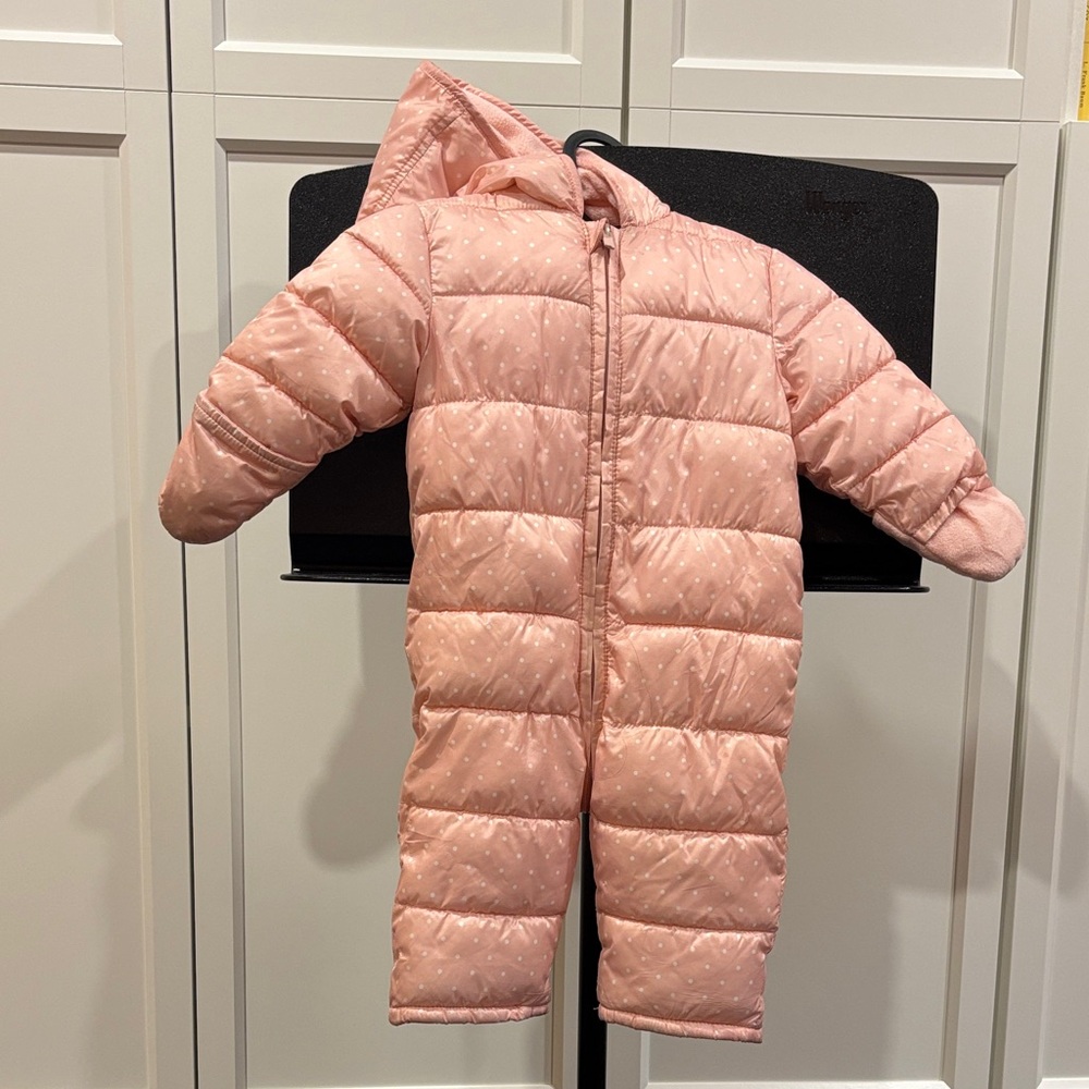 Old Navy Light Pink Polka Dot Baby Snowsuit